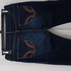 Hollister Jeans Women Size 3S Blue Embroidered Pocket Streetwear Grunge …